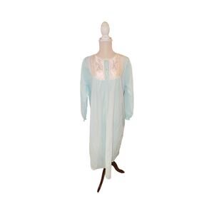 Vintage 80s Kelly Reed Mint Green Nightgown Floral Lace Yoke NWT‎ Size Large